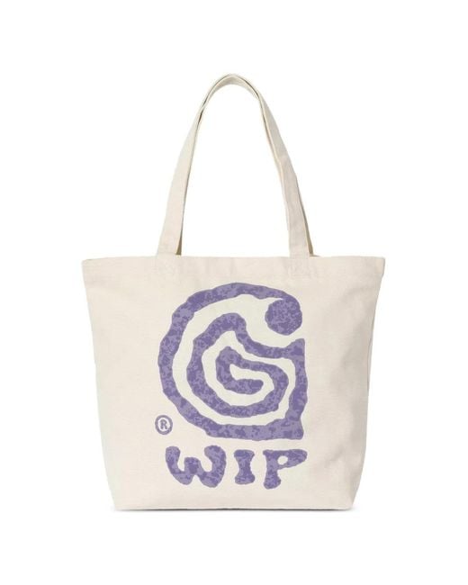 Carhartt White Helix-Print Canvas Tote Bag