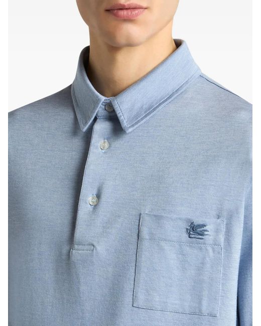 Etro Blue Polo À Logo Brodé for men