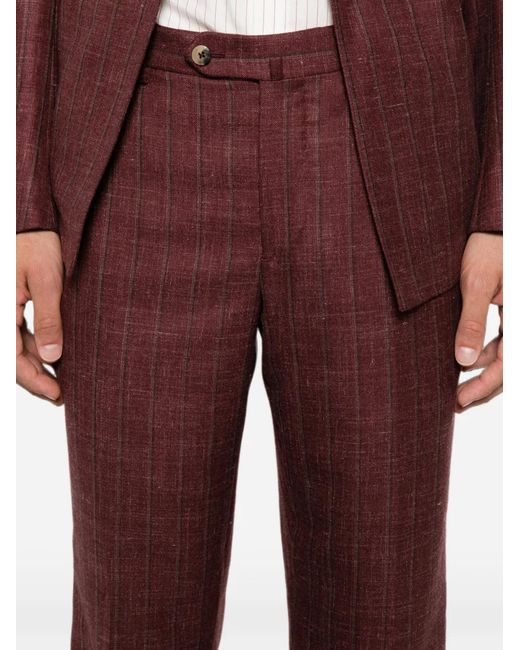 Isaia Purple Double-Breasted Pinstripe Suit for men