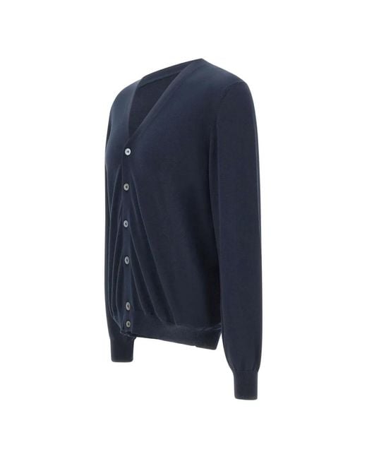 Gran Sasso Blue V-Neck Button Cardigan for men