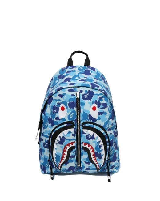A Bathing Ape Blue Shark-Motif Camouflage-Print Backpack for men