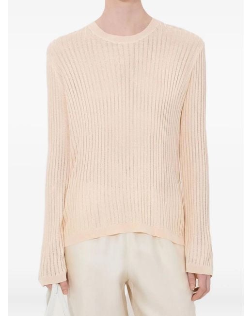 Loulou de Saison Natural Hedora Semi-Sheer Ribbed Jumper