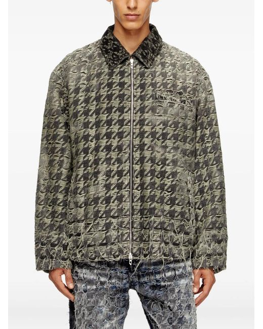 DIESEL Gray Houndstooth Jacket for men