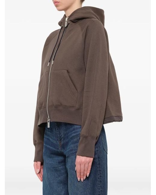 Sacai Brown Zip-Up Drawstring Hoodie