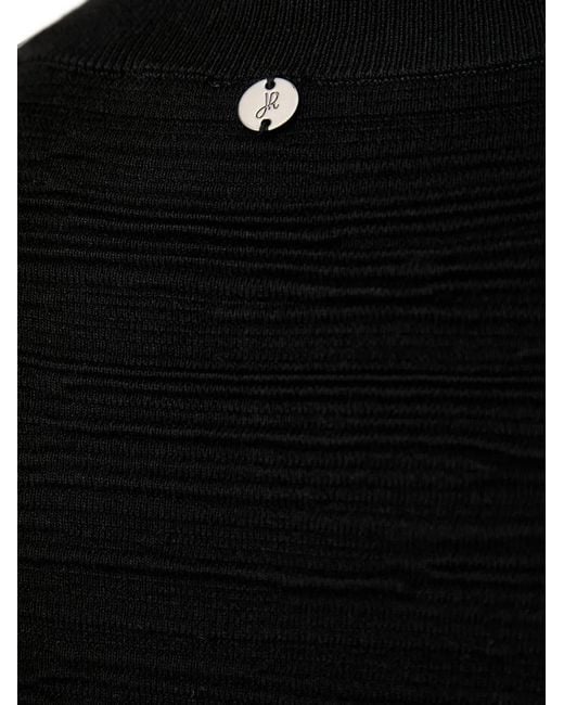 Joseph Ribkoff Black Quarter-Zip Textured-Knit Sweater