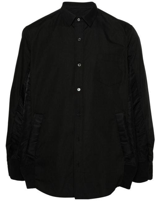 Chemise en popeline à col pointu Sacai pour homme en coloris Black
