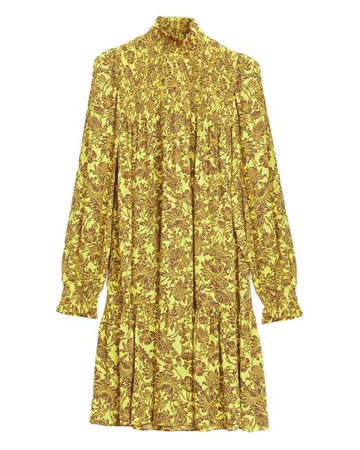 Rodebjer Yellow Floral-Print Midi Dress