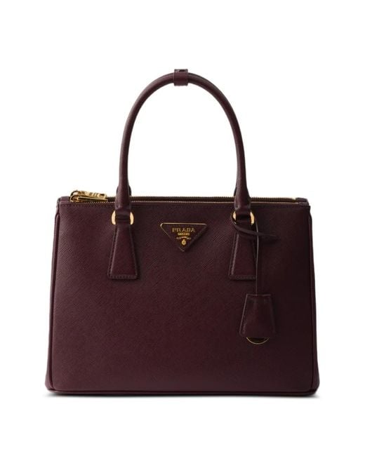 Prada Purple Galleria Medium Saffiano Leather Bag, Burgundy