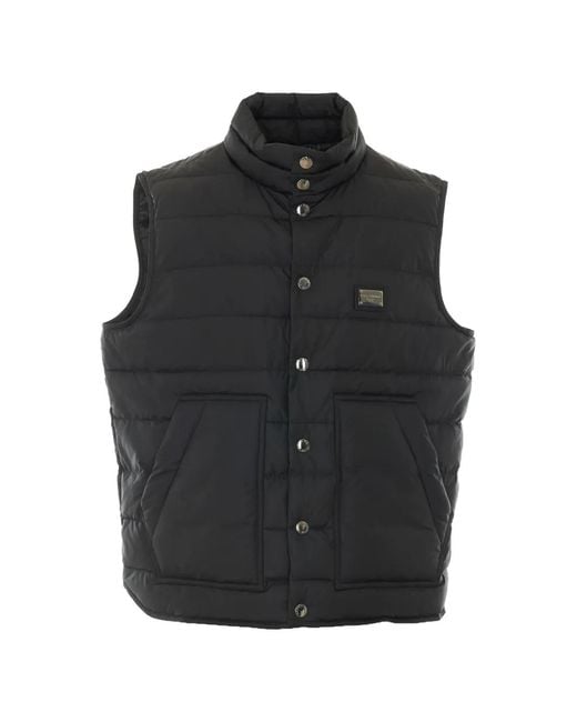 Dolce & Gabbana Black Logo-Patch Padded Gilet for men