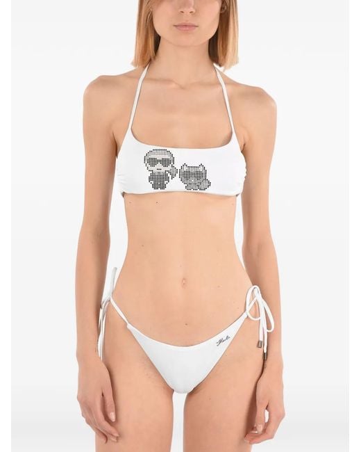 Karl Lagerfeld Natural Studded Bandeau Bikini Top