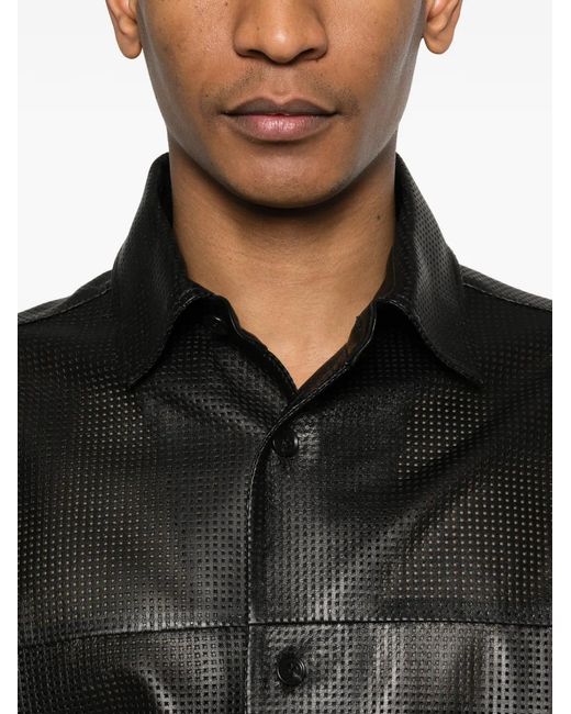 Arma Black Leather Shirt for men