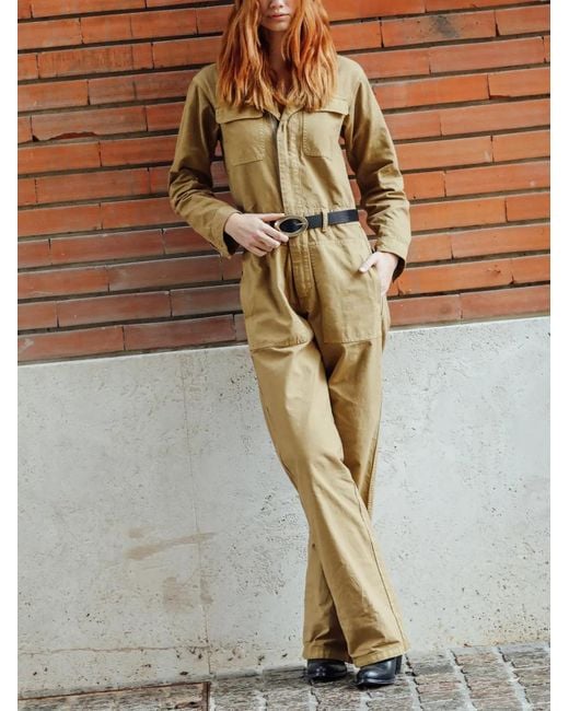 Fortela Natural Vania Flap-Pocket Long-Sleeve Jumpsuit