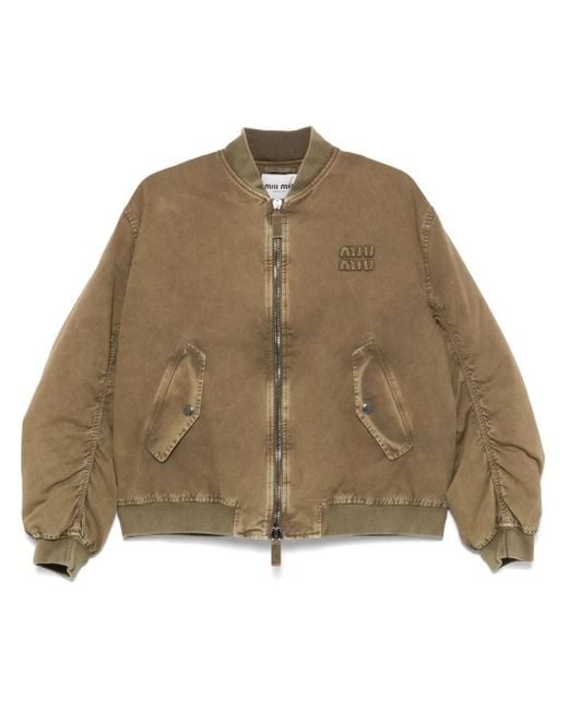 Miu Miu Natural Gabardine Bomber Jacket