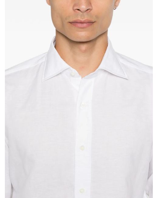 Luigi Borrelli Napoli White Rio Spread-Collar Shirt for men