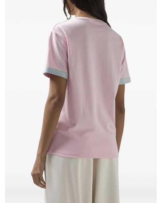 Gcds Pink Logo-Detail T-Shirt