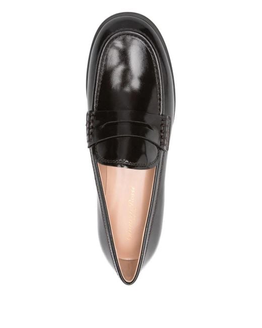 Gianvito Rossi Black Leather Penny Loafers