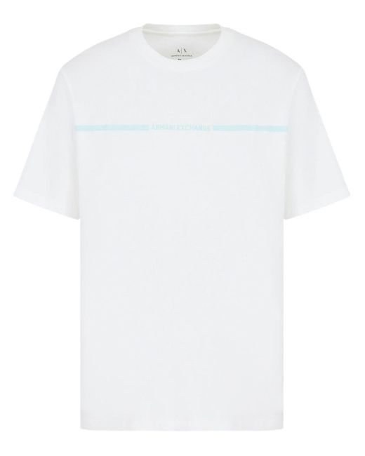 Camiseta con logo bordado Armani Exchange de hombre de color White