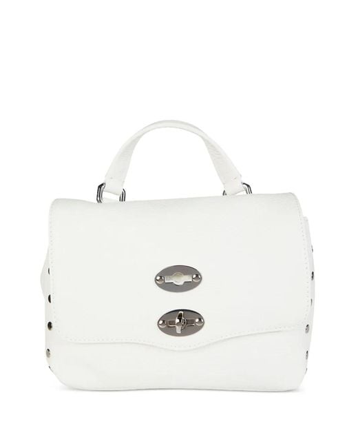 Zanellato White Mini Daily Postina Studded Top-Handle Satchel Bag