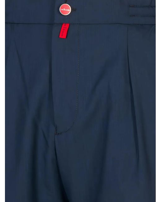 Kiton Blue Pantalon Plissé À Taille Élastiquée for men