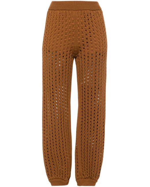 Max Mara Brown Open-knit Tapered Trousers