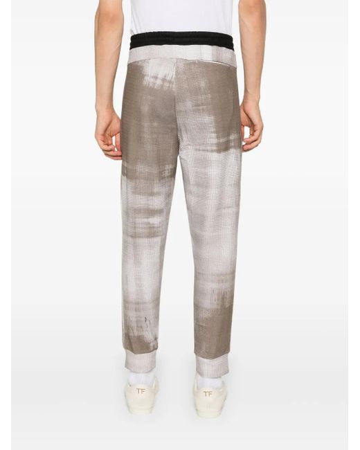 Boss Gray Abstract-Pattern Track Pants for men