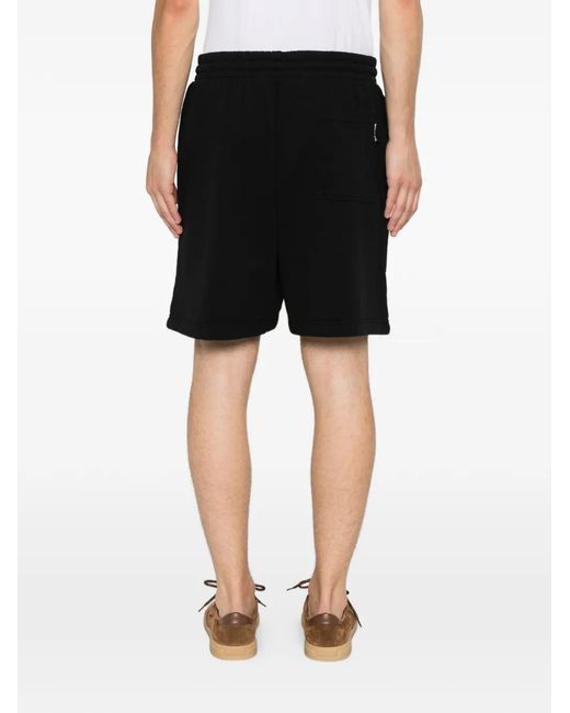 Palm Angels Black Logo-Patch Drawstring Shorts for men