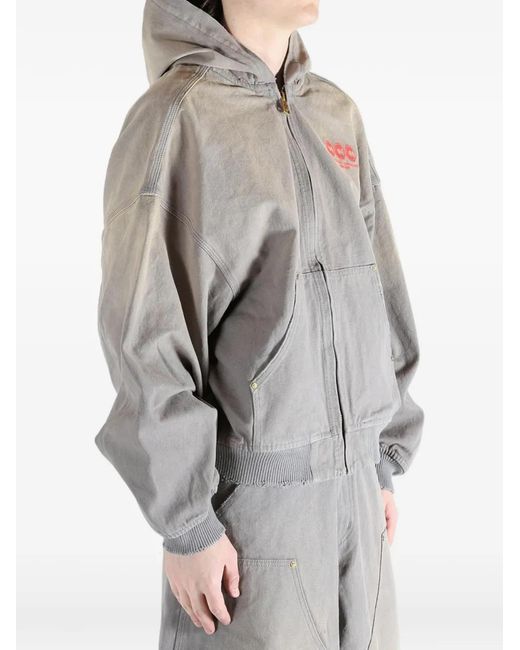 Willy Chavarria Brown Hoodie À Fermeture Zippée for men