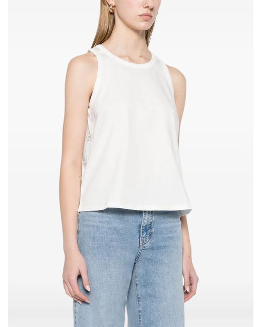 Top sin mangas con espalda de punto Maje de color White