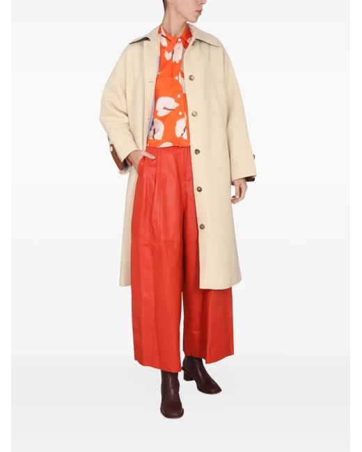 Alysi White Button-Cuff Wool-Blend Coat