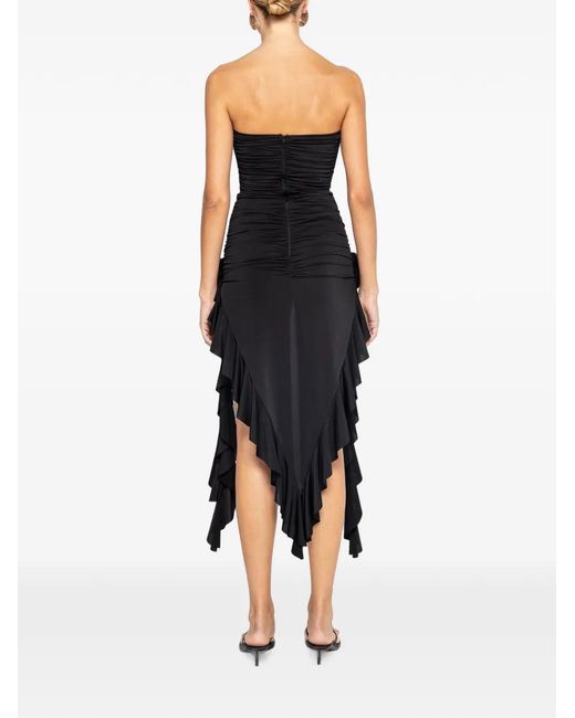 Nissa Black Floral-Appliqué Midi Dress