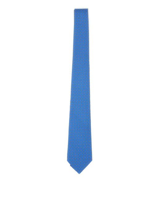 Kiton Floral-Pattern Silk Tie in Blue für Herren