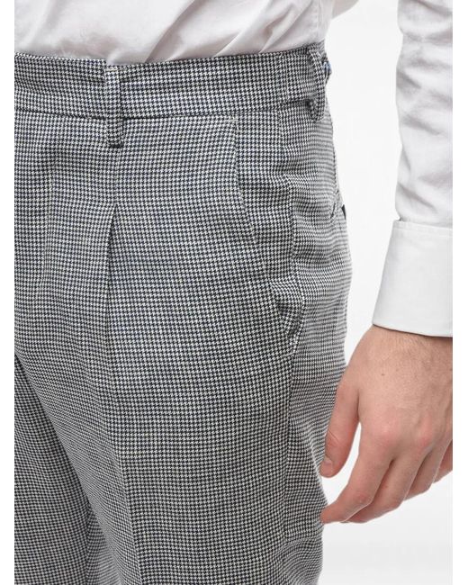 Cruna Gray Houndstooth-Pattern Trousers for men