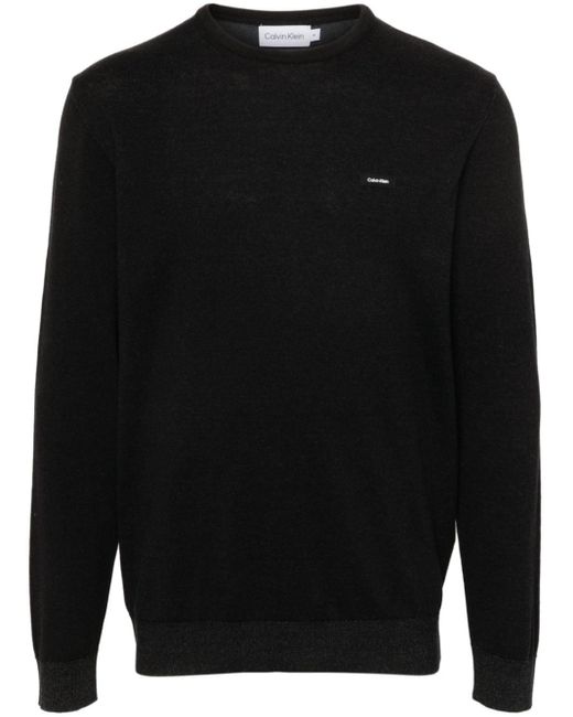 Maglione con applicazione logo di Calvin Klein in Black da Uomo
