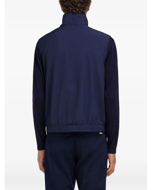 Ferragamo Blue Sporty Zip Drawstring Gilet for men