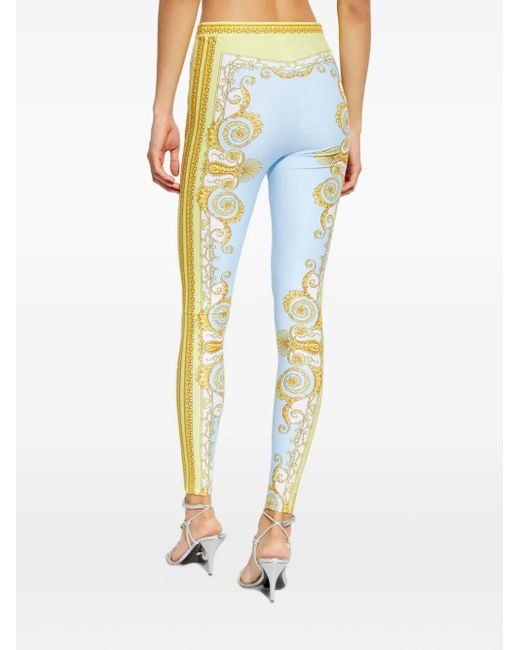 Versace Blue Pantalon À Imprimé Baroque