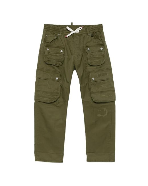 DSquared² Green Dsquared Kawaii Pocket Drawstring Trousers for men
