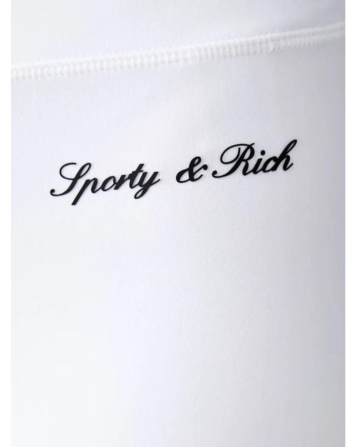 Sporty & Rich White Logo-Print Mini Shorts