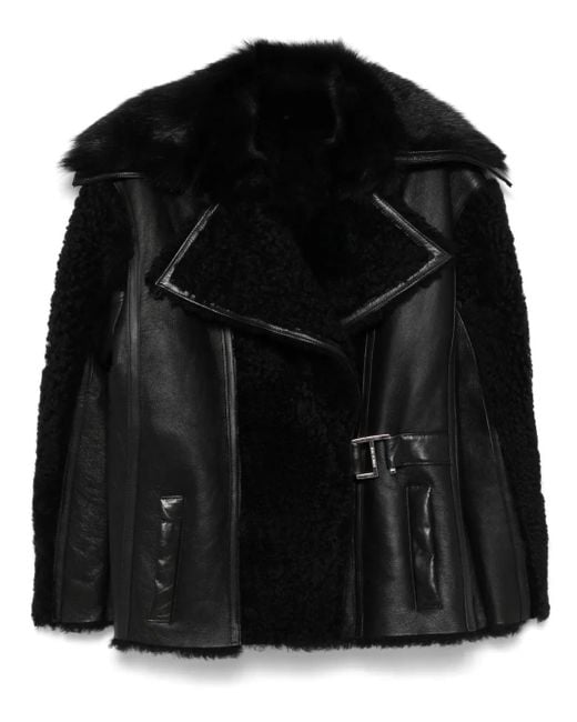 Patrizia Pepe Black Panelled Leather Jacket