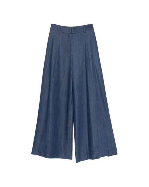 Imperial Blue Belt-Loop Palazzo Pants