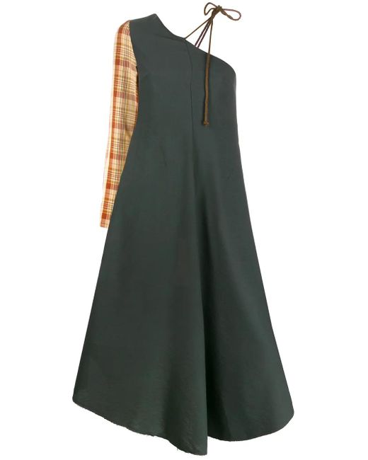 Song For The Mute Green One Shoulder Dress