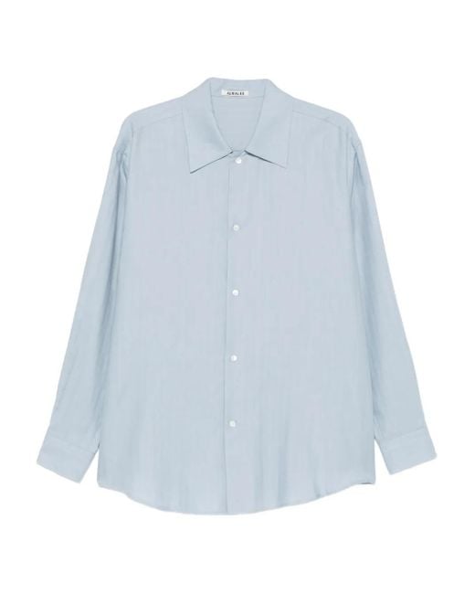 Auralee Blue Buttoned Shirt for men