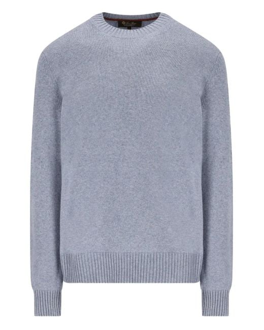 Loro Piana Blue Parksville Crew-Neck Cashmere Sweater for men