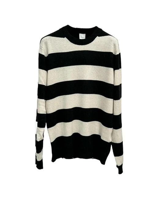 Philosophy Di Lorenzo Serafini Black Striped Crew Neck Sweater for men