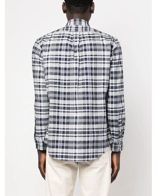 Polo Ralph Lauren Blue Check Pattern Long-Sleeved Shirt for men