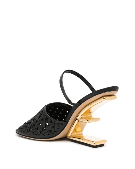 Fendi Black Heeled Mules