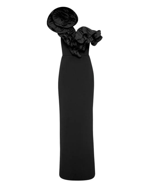 Rebecca Vallance Black Ella One-Shoulder-Abendkleid Mit Rüschendetail