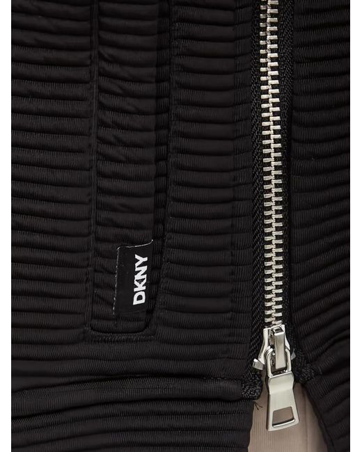 DKNY Black Ribbed Zip Hoodie