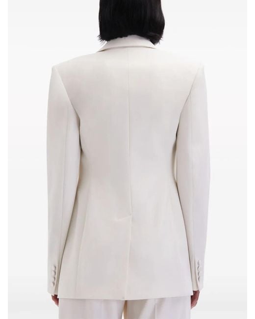Oscar de la Renta Natural Button-Detail Virgin-Wool Blazer