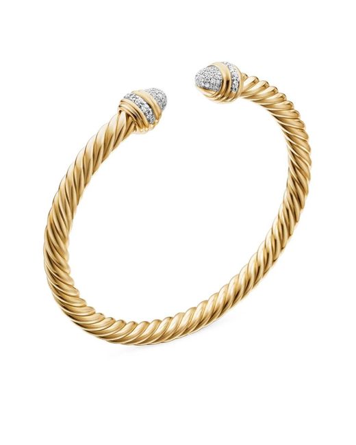 David Yurman Metallic 18Kt Classic Cablespira Diamond Bracelet (5Mm)