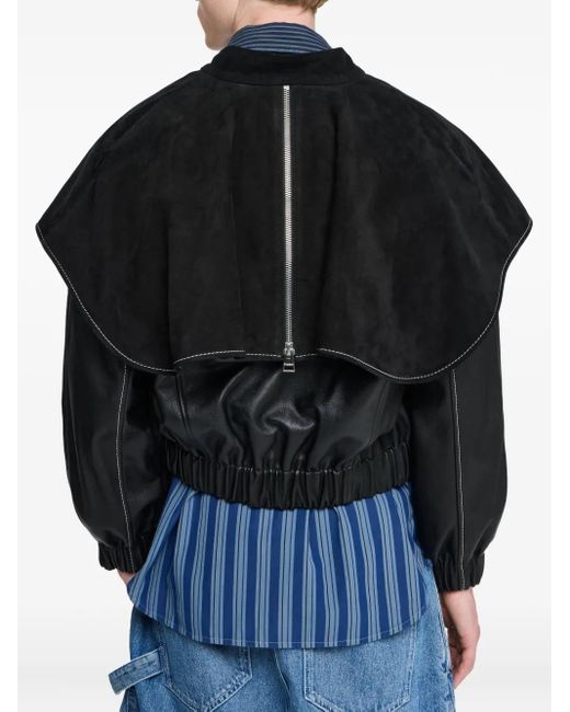J.W. Anderson Black Oversized-Collar Leather Jacket for men